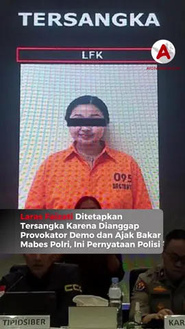 Bareskrim Polri menetapkan LFK alias Laras Faizati (26) sebagai tersangka kasus dugaan provokasi di media sosial. Pegawai sebuah lembaga internasional itu dituding menyebarkan konten ajakan aksi di depan Mabes Polri. Menurut, Dirtipidsiber Bareskrim Polri Brigjen Pol Himawan Bayu Aji, Rabu (3/9), Ia diduga mengunggah konten provokatif terkait aksi di depan Mabes Polri. Akun Instagram @larasfaizati yang dikelola Laras memiliki lebih dari 4 ribu pengikut. Ia ditangkap pada 1 September 2025, lalu ditahan di Rutan Bareskrim sejak 2 September. Polisi juga menyita sejumlah barang bukti berupa KTP, ponsel, dan akun Instagram terkait. Atas perbuatannya, Laras dijerat pasal berlapis, antara lain: Pasal 48 ayat 1 jo Pasal 32 ayat 1 UU ITE (ancaman 8 tahun penjara) Pasal 45A ayat 2 jo Pasal 28 ayat 2 UU ITE (ancaman 6 tahun penjara) Pasal 160 KUHP (ancaman 6 tahun penjara) Pasal 161 ayat 1 KUHP (ancaman 4 tahun penjara). Follow terus @ayoindonesiacom #larasfaizati #mabespolri