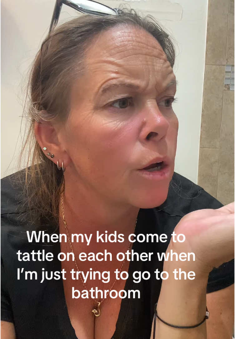 Like can I just pee in peace why is everything a fight lol #MomsofTikTok #Siblings #tattling #kids 