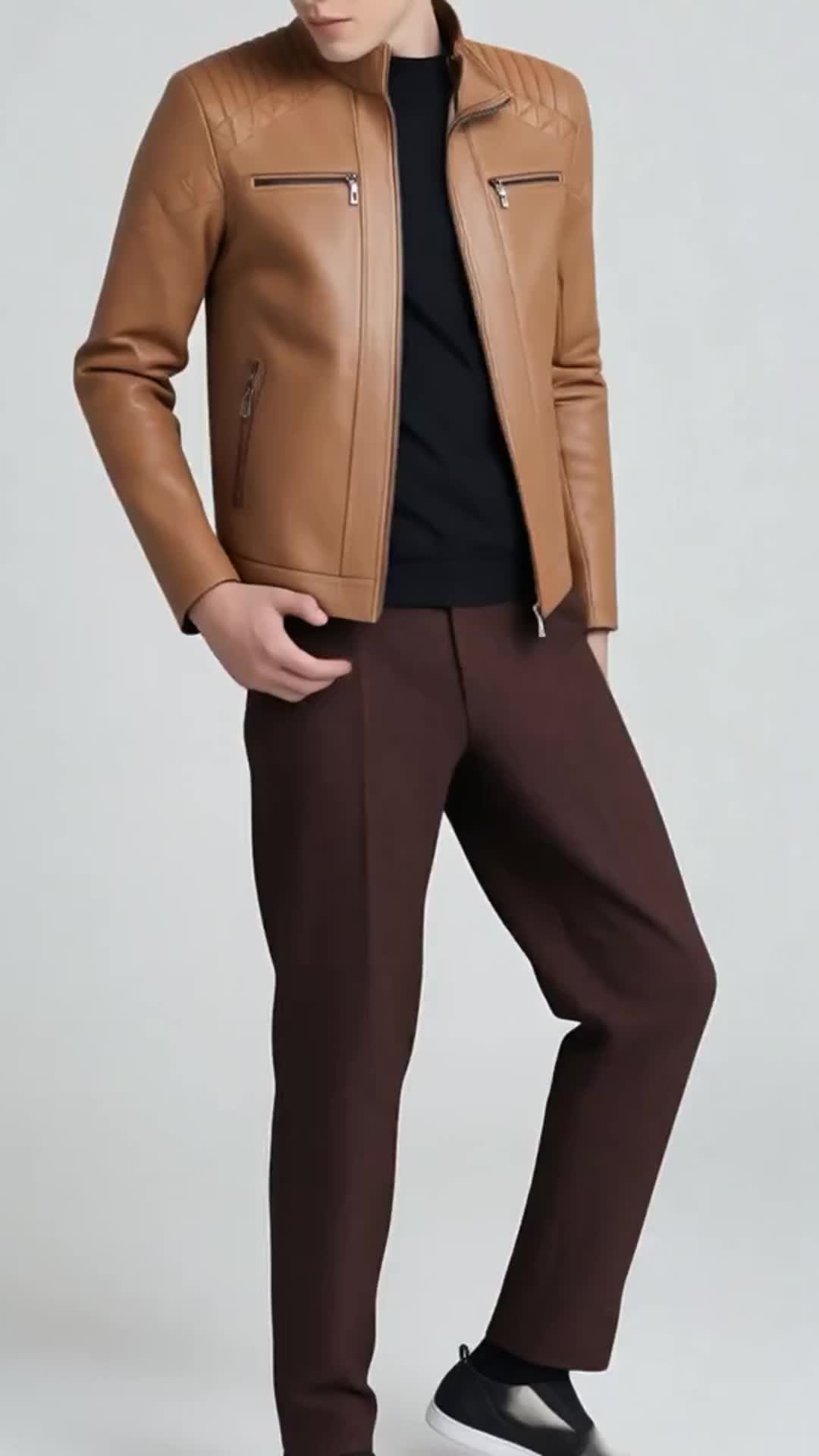 Autumn promotion of leather jackets #jacket #jackets #leatherjacket #leatherjacketoutfit #leathertop #zipupjacket #leatherjackets #bikerjacket #doublezipperjacket #motorcyclejacket #videowave