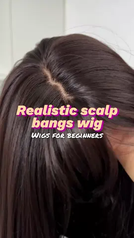 Restores a natural scalp look! Soft bangs that frame the face!!💋☀️💃🏼#gluelesswig #bangs #longlayeredhair #realisticscalp #hairstyle 