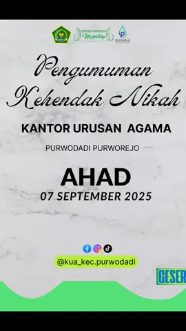 Kehendak Nikah Ahad, 07 September 2025 #kemenag  #kemenagjateng  #kemenagpurworejo #kua #nikah
