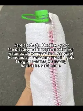 You can’t beat that icy water wrapped in a tea towel, held on with a rubber band straight from a celery stick, after a game of handball #rareaesthetic #aussiekids 