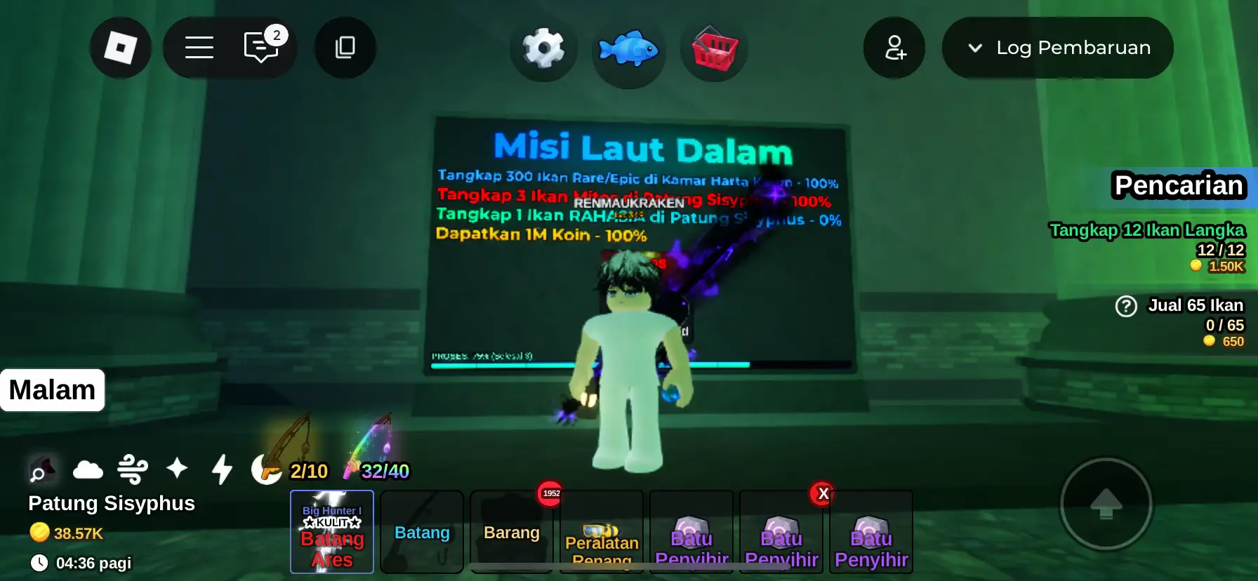 akun ke 2 ,tolonglah talon masih 1/93 udah nginep ga kehitung #roblox #robloxedit #fishit 