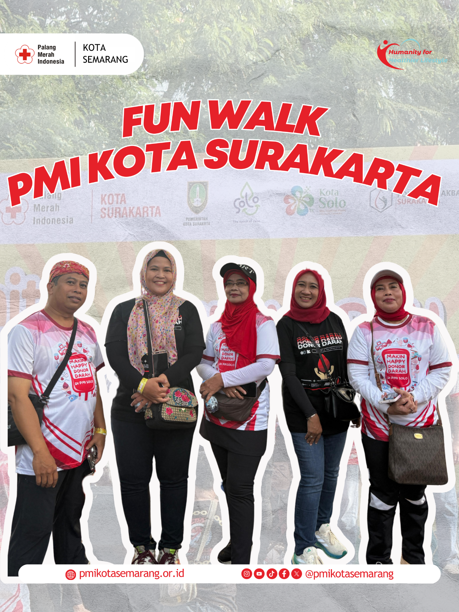 Minggu (31/08/2025) - PMI Kota Semarang turut hadir meramaikan kegiatan FUN WALK PMI se-Jawa Tengah yang digelar di Benteng Vastenburg, Solo. Dalam acara tersebut dihadiri oleh Ibu Ratnaningdyah Hasna Zahari, S.H., M.M., Ibu Endang Puji Astuti, S.A.P. dan Anna Kartika M.Biomed yang mewakili PMI Kota Semarang. Semangat kebersamaan dan persaudaraan antar PMI se-Jateng terasa begitu hangat 🤝❤️ #PMIKotaSemarang #PMIJateng #FunWalk2025 #Humanity #Kemanusiaan #PMISelaluBantu #PMI #PalangMerahIndonesia #PMIKotaSurakarta