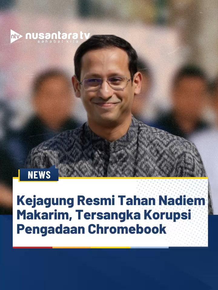Eks Menteri Pendidikan, Kebidayaan, Riset, dan Teknologi (Mendubristek), Nadiem Makarim ditetapkan sebagai tersangka pengadaan Chromebook periode 2019-2022. 