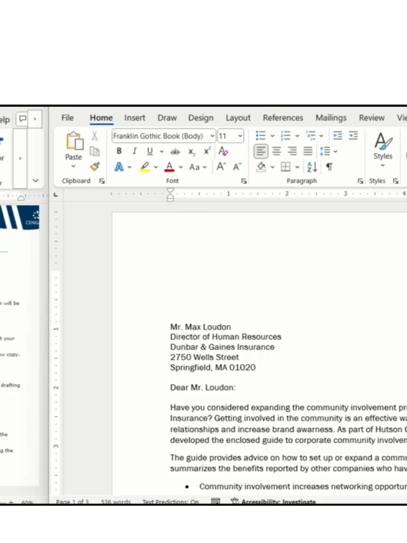 Shelly Cashman Word 365/2021 | Module 3: SAM Project 1b | Hutson Group Let me know if you also need solution for this project, and I will share it with you guys. You just need to send me a text on WhatsApp or you can email me. Other than that, if you need help with your academic work, which you won't be able to do because of any reason, you can share the task with me and I will do your task on your behalf.  I can handle any academic work and I accept all subjects. Also, Academic Helping Buddy takes full responsibility for your marks.  So relax, and assign me your academic task. Enjoy your academic Journey with Academic Helping Buddy.  Interested?  Email - anupam4801@gmail.com  Whatsapp - +91-7300163519 Hutson Group FORMATTING TEXT AND GRAPHICS GETTING STARTED • Save the file SC_WD365_2021_3b_FirstLastName_1.docx as SC_WD365_2021_3b_FirstLastName_2.docx  o Edit the file name by changing “1” to “2”. o If you do not see the .docx file extension, do not type it. The file extension will be added for you automatically. • To complete this Project, you will also need the following files: o Support_WD365_2021_3b_Logo.docx • With the file SC_WD365_2021_3b_FirstLastName_2.docx open, ensure that your first and last name is displayed in the footer.  o If the footer does not display your name, delete the file and download a new copy. PROJECT STEPS 1. As an executive assistant at the Hutson Group, a global consulting firm, you are drafting a cover letter and guide to corporate community involvement programs for your manager, Victoria Morales. Insert the missing letterhead picture for the cover letter as follows: a. Copy the letterhead picture from the document Support_WD365_2021_3b_Logo.docx. b. Paste the picture in the first blank paragraph at the top of the letter using the destination theme to match the letter design. 2. In the blank paragraph below the letterhead picture, insert the current date using the May 5, 2021 format. 3. On page 2, format the picture of the Hutson Group logo as follows to correct its placement: a. Flip the picture so that the logo text is horizontal. b. Change the position of the picture to Position in Top Left with Square Text Wrapping. 4. Use the Format Painter to copy the formatting from the paragraph 
