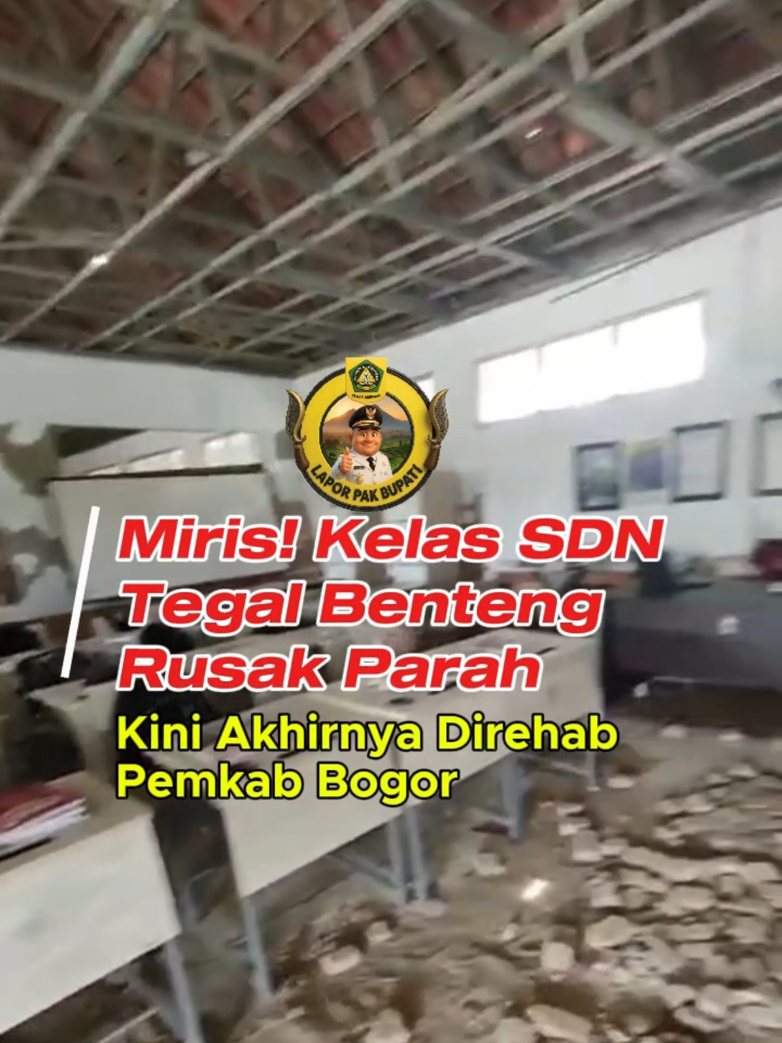 Viralnya video di platform media sosial terkait kondisi memprihatinkan SDN Tegal Benteng Kecamatan Cariu sudah mendapat konfirmasi dari Dinas Pendidikan Kabupaten Bogor Dari total 7 ruang kelas yang ada, saat ini 3 kelas sedang dalam proses renovasi, sedangkan sisanya nanti akan dianggarkan pada anggaran perubahan, ruang kelas yang di posting di media sosial dipergunakan sementara oleh para siswa sambil menunggu pembangunan selesai Pemkab Bogor terus berkomitmen untuk satu persatu memperbaiki fasilitas dan kualitas pendidikan di Kabupaten Bogor agar bisa menghasilkan output siswa yang berkualitas Salam Bogor Istimewa Kuta Udaya Wangsa #siswa #sekolah #rusak #rudysusmanto #bupati @mario.pers @inilahkoran_id @rudysusmanto1 @mediabogor 