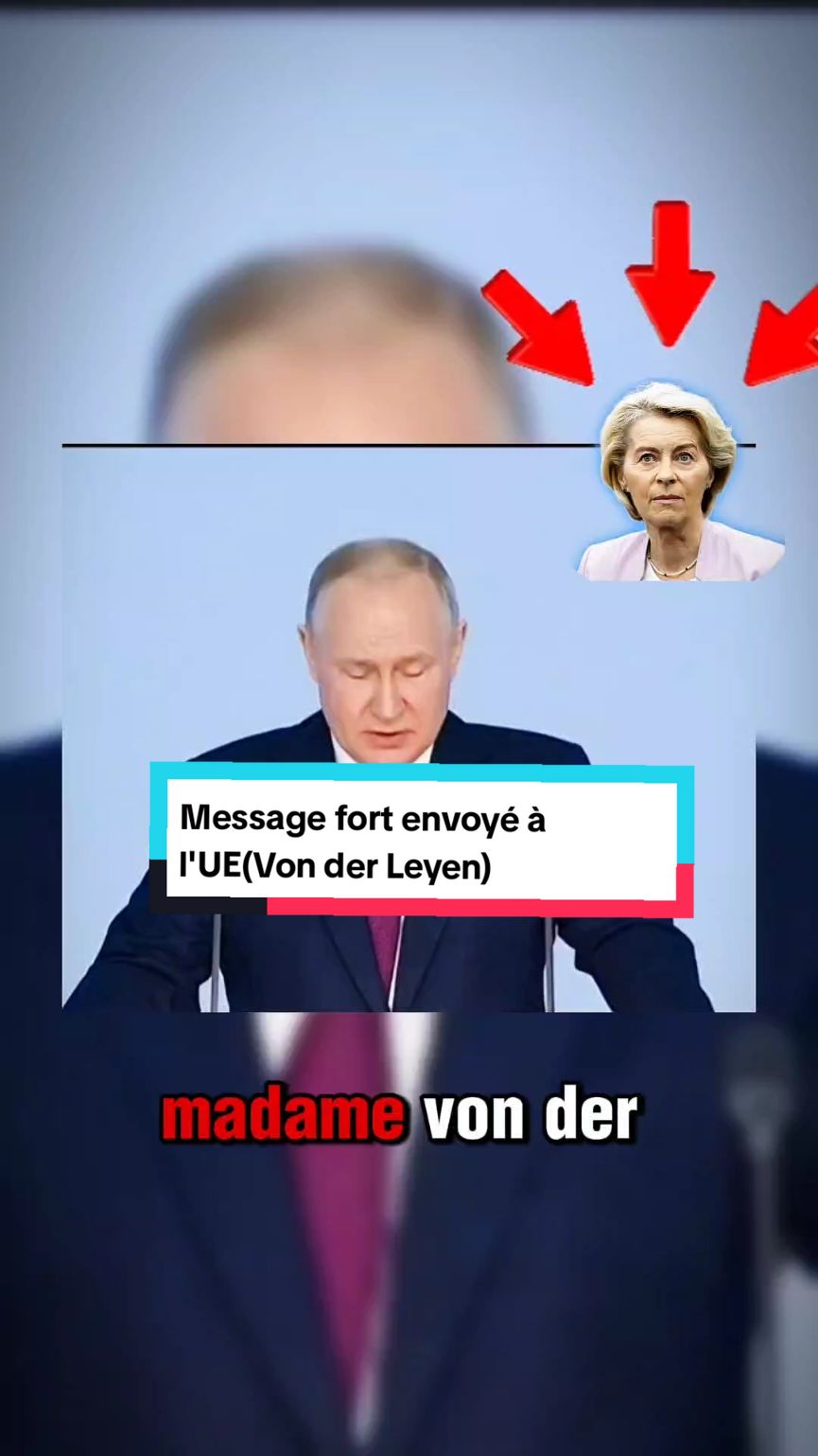 Vladimir Poutine : Message adressé à Vin der Leyen et à L'UE. #fpy #foyou #UE#vladimirpoutine#france🇫🇷 #vonderleyen 