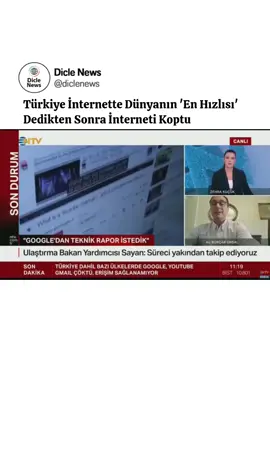 Övdüğü internet, iki dakika dayanamadı. Türkiye genelinde internet kullanıcıları Google, YouTube, Gmail ve diğer servislere erişimde sorun yaşadı. Bilişim Uzmanı Burçak Ünsal’ın “Türkiye internet hızı bakımından dünyanın en hızlı ülkelerinden biri” açıklamasından yalnızca 2 dakika sonra bağlantısı kesilerek yayından düşmesi dikkat çekti. #internet #türkiye 