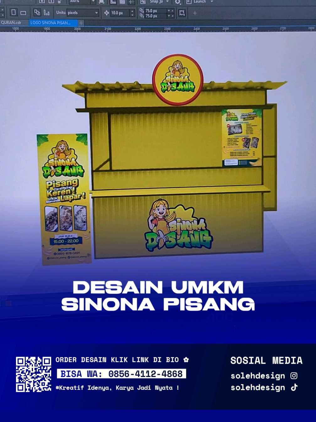 Pesona SiNona Pisang🤩, Mantap Logo + Banner + Menu . Kalian Kalo Pengen Pesan dikami☺️ Order Desain WA dibio ya 💫  #SolehDesign #jasadesain #logodesign #pamflet #banner #poster #stiker #redesainlogo #desaingrafis #graphicdesign #freelancer #xyzbca #fypシ゚viral 