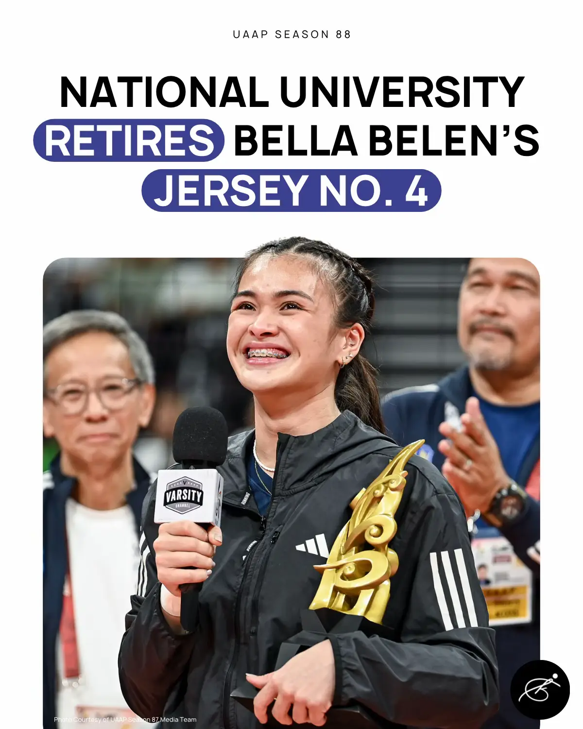 From being the first-ever Rookie MVP in the UAAP Women’s Volleyball to now becoming NU’s first player to have her jersey retired, Bella Belen’s journey is nothing short of historic. She has built a lasting legacy through hard work, resilience, and unmatched dedication.  Belen leaves behind a name and a number that symbolize greatness — not only on the court, but off it as well. Never one to boast, but one whose heart, passion, and leadership speak louder than words. She is now the third UAAP Women’s Volleyball player to have her jersey retired, following DLSU’s Manilla Santos and FEU’s Rachel Anne Daquis. #bellabelen #nuladybulldogs #uaapseason87 #uaapseason88 #4everbella 