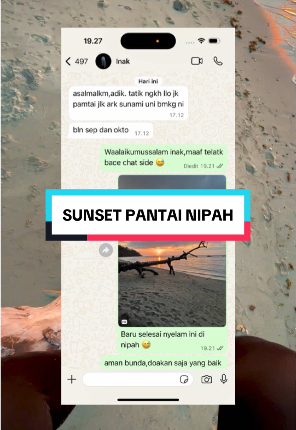 Pov : your inaq is always worried about you 😅 maafkan anakmu bu,terkadang agak ngeyel tapi percayalah anakmu ini sangat faham tentang mitigasi bencana 😅 dan jujur kami lebih percaya akan doa baikmu daripada prediksi sains 😂 #ibu #lombok #lomboktiktok #lombokvirall🌴🌴 #sarjanaholiday 
