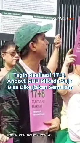 Aktor/influencer Andovi Da Lopez kembali turun ke jalan untuk menyuarakan serta mengawal tuntutan rakyat 17+8.  Dalam orasinya, Andovi menyinggung soal kecepatan DPR dalam mengesahkan Revisi UU Pilkada pada 21 Agustus 2024. Menurut Andovi, mengebut tuntutan-tuntutan rakyat saat ini bukan hal yang sulit bagi DPR karena sebelumnya sudah pernah dilakukan, asal ada niat dari para anggota dewan. Video Jurnalis: Dzaky Nurcahyo Video Editor: Zherly Evelyn Arnelitha Prasetyo #demo #dpr #andovi #cut 