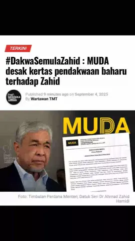KUALA LUMPUR — Parti Ikatan Demokratik Malaysia (MUDA) hari ini mempersoalkan ketiadaan sebarang perkembangan berhubung kes Datuk Seri Ahmad Zahid Hamidi selepas dua tahun beliau dilepaskan tanpa dibebaskan (DNAA) daripada 47 pertuduhan rasuah, pecah amanah dan pengubahan wang haram melibatkan Yayasan Akalbudi. Timbalan Ketua Biro Komunikasi MUDA, Rasid Abu Bakar dalam kenyataan menegaskan bahawa rakyat berhak mengetahui hasil siasatan tambahan yang dijanjikan pihak pendakwaan sejak 2022, namun sehingga kini tiada sebarang kertas pendakwaan baharu dikemukakan. “Selepas dua tahun, persoalan rakyat kekal tidak berjawab: Di manakah hasil siasatan tambahan yang dijanjikan? Mengapa tiada sebarang perkembangan diumumkan kepada rakyat? Foto: Kenyataan media MUDA. “Mengapa tiada kertas pendakwaan baharu dikemukakan? Apakah alasan ‘siasatan tambahan’ itu sekadar helah untuk melepaskan seorang ahli politik berkuasa daripada perbicaraan?” soal beliau. Rasid turut mengingatkan kembali pesanan Hakim Datuk Collin Lawrence Sequerah ketika DNAA diputuskan pada 4 September 2022, bahawa tindakan menggugurkan kes selepas mencapai tahap prima facie hanya akan membuang masa mahkamah dan membazirkan wang pembayar cukai. Menurut beliau, keadaan bertambah meragukan apabila Timbalan Pendakwa Raya yang ketika itu membuat permohonan DNAA kini telah dilantik sebagai Peguam Negara. “Rakyat berhak bertanya, adakah pelantikan ini suatu kebetulan, atau hadiah sebagai balasan kerana menyelamatkan Zahid daripada membela diri di mahkamah?” katanya. MUDA menegaskan bahawa sekiranya pelantikan itu bukan “hadiah”, maka Peguam Negara perlu segera mendakwa semula Zahid berdasarkan bukti prima facie yang telah diperakui mahkamah. “Kegagalan berbuat demikian hanya akan mengesahkan persepsi rakyat bahawa undang-undang di Malaysia ada dua wajah — satu untuk rakyat biasa, dan satu lagi untuk elit berkuasa,” jelas Rasid. Beliau turut menambah bahawa rakyat tidak akan melupakan isu ini dan desakan #DakwaSemulaZahid merupakan tuntutan agar negara kembali kepada prinsip asas bahawa tiada siapa pun boleh mengatasi undang-undang. -The Merdeka Times
