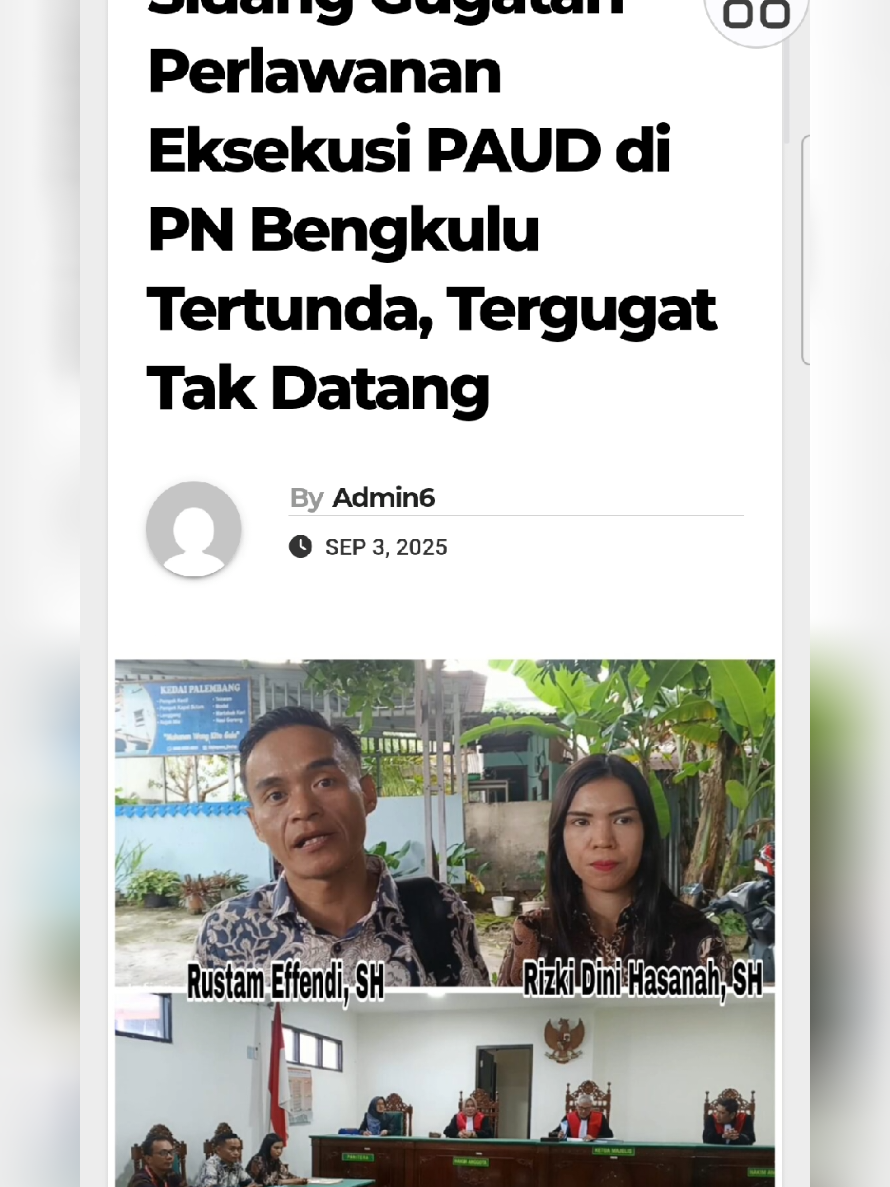Sidang Gugatan Perlawanan Eksekusi PAUD di PN Bengkulu Tertunda, Tergugat Tak Datang https://halomerahputih.com/2025/09/03/sidang-gugatan-perlawanan-eksekusi-paud-di-pn-bengkulu-tertunda-tergugat-tak-datang/