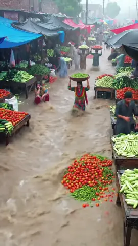AI flood vlog #LahoreFloods #PakistanMonsoon #StreetFoodPakistan #FruitMarketFlood #RainInLahore 