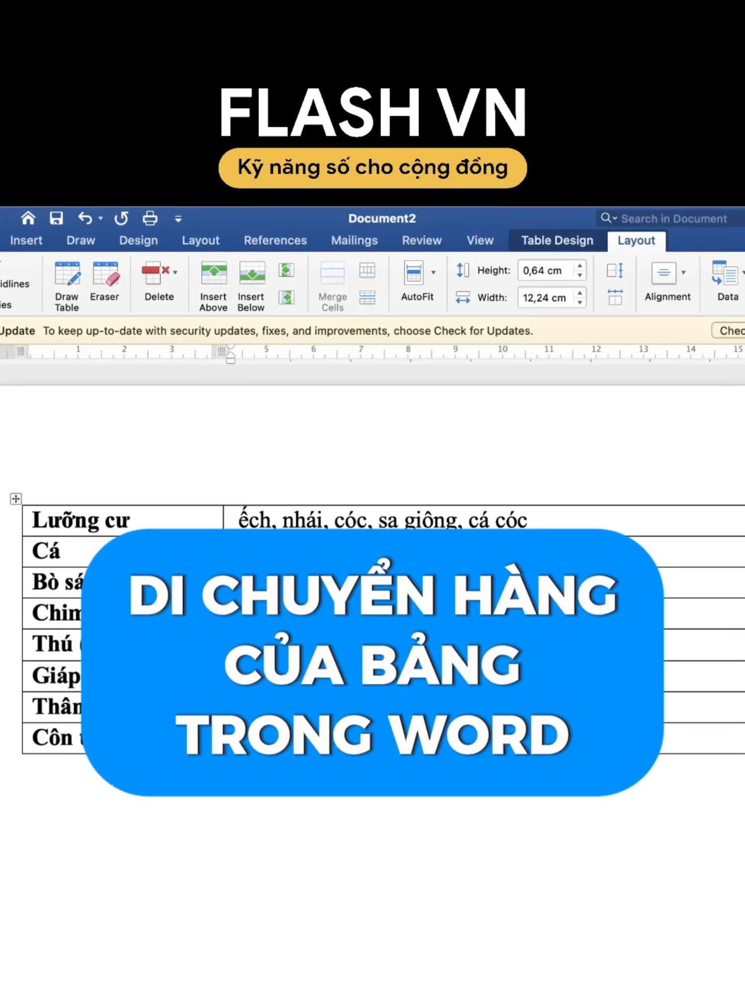 Di chuyển hàng của bảng trong word #flashvn #techtips #word #website #techtip