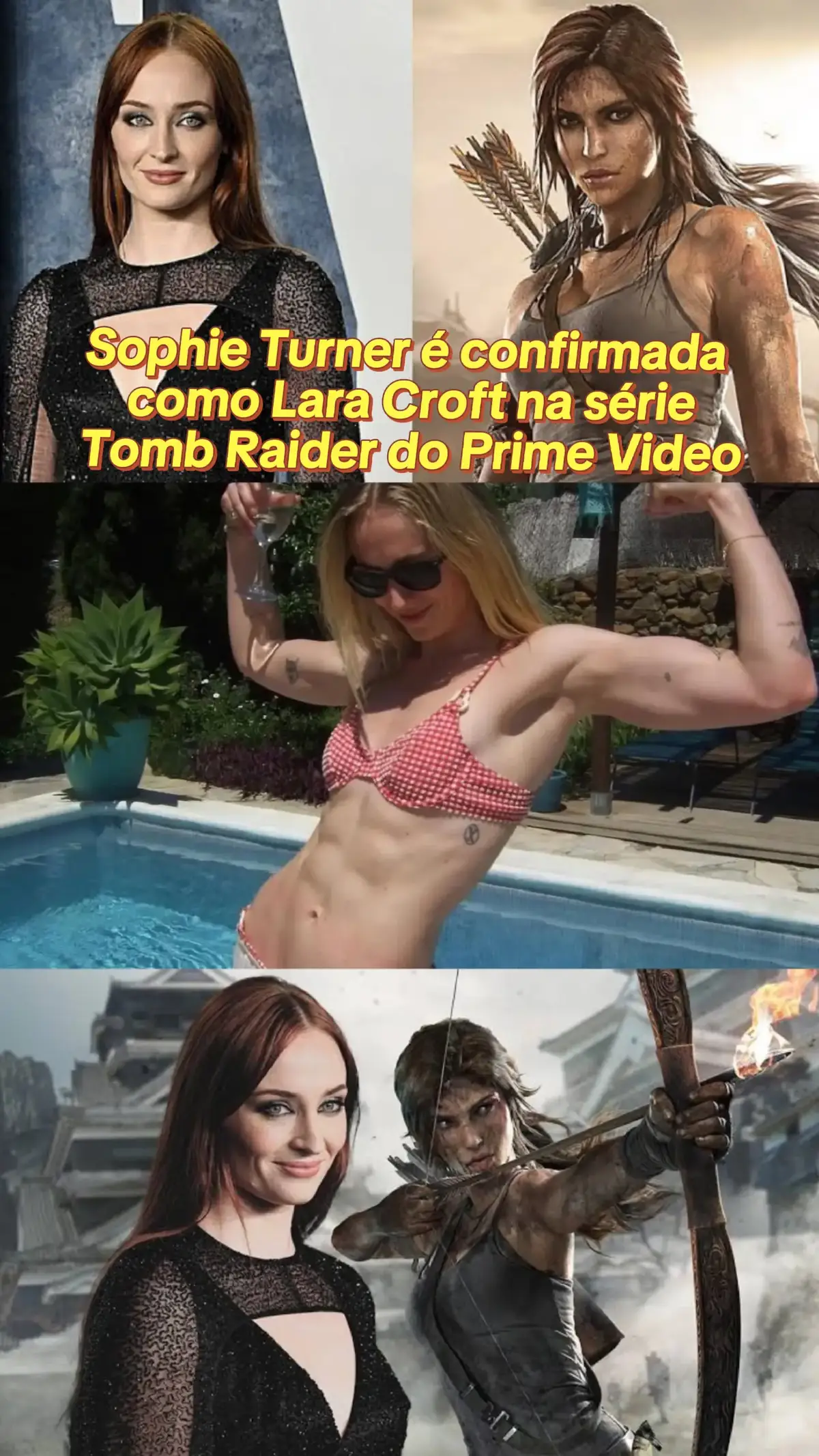 Sophie Turner é confirmada como Lara Croft na série Tomb Raider do Prime Video #laracroft #tombraider #series #gaming #sophieturner 