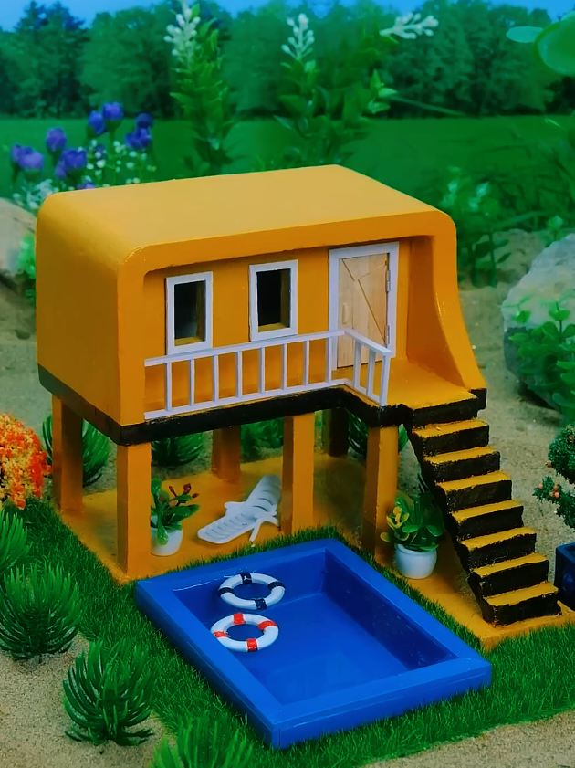 Luxurious 2-Story Mini Villa with Balcony Modern Civil Architecture #miniature #luxuryvilla #dreamhouse  #vfuho #DIY #house #mrzofy 