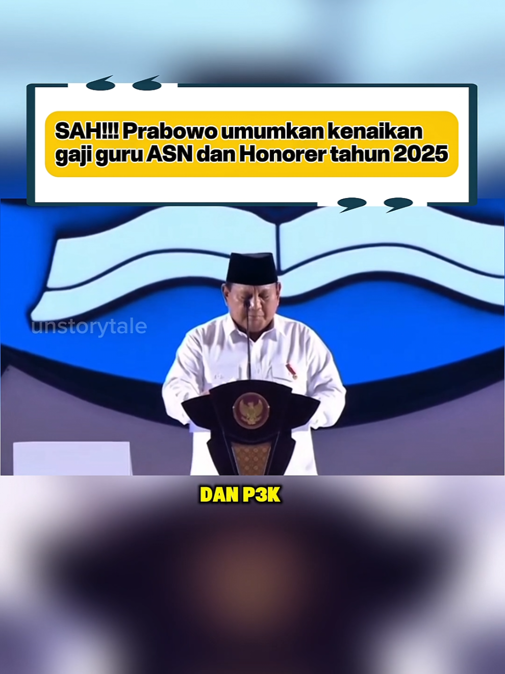 SAH! Presiden Prabowo umumkan menaikkan gaji utk guru ASN dan Honorer #prabowo #viral #fyp #sorotan #asn 