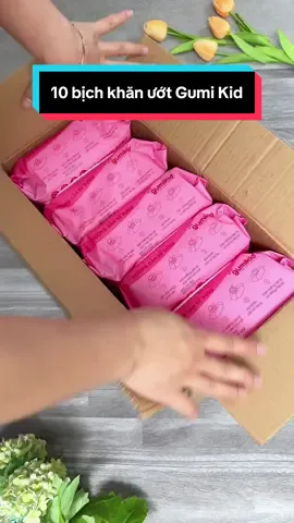 10 bịch khăn ướt Gumi Kid 100 tờ/ bịch đang được trợ giá còn hỗ trợ ship về tận nhà. #Cindythuytichcuc #khanuotgumikid #khanuotchotresosinh #gumikid #khanuotbaby 