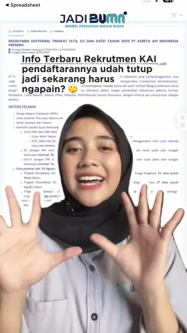 Info Terbaru Rekrutmen KAI #infokai #rekrutmenkai #kai #tipsloloskai #bumn