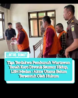 MEDAN  - Tindak Pidana Pembvnuhan Berencana dengan Pemb4karan yang menimpa wartawan Rico Sempurna Pasaribu dan keluarganya (istri, anak dan cucu) di Kabupaten Karo masih terus berproses secara hukum.  Pembvnuhan yang menggemparkan Indonesia itu telah menimbulkan luka dan trauma yang mendalam bagi Eva Meliani Pasaribu dan Keluarga Besar Pasaribu. Perlu diketahui sebelumnya Majelis Hakim Pengadilan Negeri Kabanjahe telah memutus Pidana penjara seumur hidup kepada dua terdakwa yakni Bebas Ginting dan Yunus Tarigan. Serta memutus 20 Tahun penjara terhadap terdakwa Rudi Sembiring. Namun, atas putusan tersebut aksa Penuntut Umum mengajukan banding karena putusannya hakim tidak sesuai dengan tuntutan jaksa yaitu Pidana Mati dan JPU mengajukan Kasasi ke Mahkamah Agung RI atas putusan PT. Medan Atas adanya Upaya Banding dari JPU Majelis Hakim Pengadilan Tinggi Medan telah menerima, memeriksa dan memutuskan dengan menguatkan putusan terhadap Bebas Ginting dan Yunus dalam artian tetap seumur hidup. Serta mengubah putusan Rudi yang sebelumnya 20 Tahun menjadi Seumur hidup. Atau disimpulkan ketiga Terdakwa di pidana penjara seumur hidup.  Secara hukum putusan Pengadilan Tinggi Medan belum memenuhi/sesuai dengan tuntutan JPU ataupun harapn Eva selaku anak korban yang menginginkan Terdakwa dihukum pidana maksimal. tetapi sudah menunjukkan pada kebanaran yang signifikan dengan menyamakan pidana para terdakwa.  Begitupun, LBH Medan, Eva dan KKJ masih terus berjuang hingga dugaan aktor intelektual dari tindak pidana ini segera proses secara hukum dan diadili. Eva, LBH Medan dan KKJ menduga kuat keterlibatan oknum TNI Koptu HB yang merupakan  pemilik dan pengelola bisnis judi yang sebelumnya diberitakan Rico secara terus menerus sebagai dalang pembunuhan berencana tersebut. Perlu diketahui diduga oknum tersebut masih bebas berkeliaran dan bahkan belum juga ditetapkan sebagai Tersangka  oleh POMDAM I/BB. Padahal LBH Medan, KKJ dan Eva telah memberikan alat bukti baik saksi, surat dan petunjuk. Laporan Eva di POMDAM I/BB sudah berjalan 1 Tahun lebih tetapi, sampai saat ini masih belum ada perkembangan signifikan bahkan penyidik Pomdam seolah-olah enggan mengungkap keterlibatan rekan seprofesinya yang diduga terlibat. Hal Ini tentunya menjadi preseden buruk dalam penegakan di Pomdam I/BB. Secara hukum dan HAM perampasan hak hidup terhadap wartawan Rico dan keluarga yang diduga dilakukan oleh Oknum TNI tersebut telah melanggar Pasal 27 UUD, UUD 39 Tahun 1999 tentang HAM, ICCPR, UU Pers .  Untuk itu LBH Medan mendesak : KOMISI I, III & XIII untuk memberikan atensi terhadap tindak pidana a quo. Hingga oknum yang diduga terlibat diadili. POMDAM I/BB untuk segera memeriksa dengan serius dan profesional terkait keterlibatan dari oknum Koptu HB dalam tindak pidana ini. Mendorong rekan-rekan jurnalis, media dan semua elemen masyarakat supaya sama-sama mengawal kasus ini hingga mendapatkan Kepastian Hukum dan Keadilan. . . . #lintassumut #beritaterkini #fypシ #sorotan #viral 