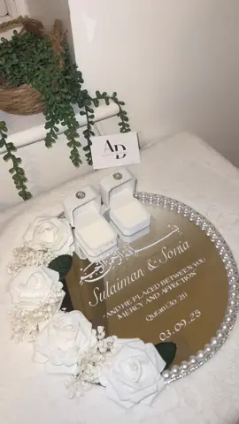 White rose and gyposophila ringplate 🤍DM to order  #afghandecor#fyp#ringplate#viral #asmr