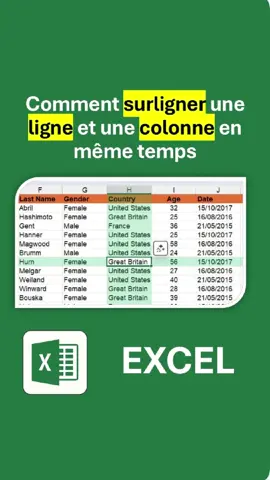 Astuce N°18 : Comment surligner une ligne et colonne automatiquement sur Excel #excel #astuceexcel #productivité #lacademiedigital #bureautique 