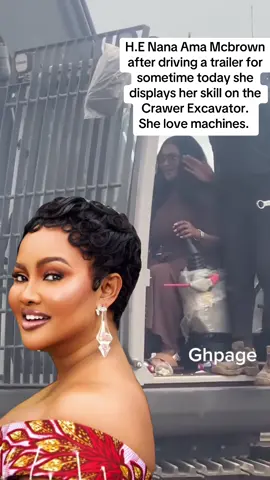 @Her Excellency Nana A. McBrown after driving a trailer for sometime today she displays her skill on the Crawer Excavator.  She love machines.  #the90supdatesgh #fyp #the90s #mcbrown #excavator  Video Cc: Ghpage 