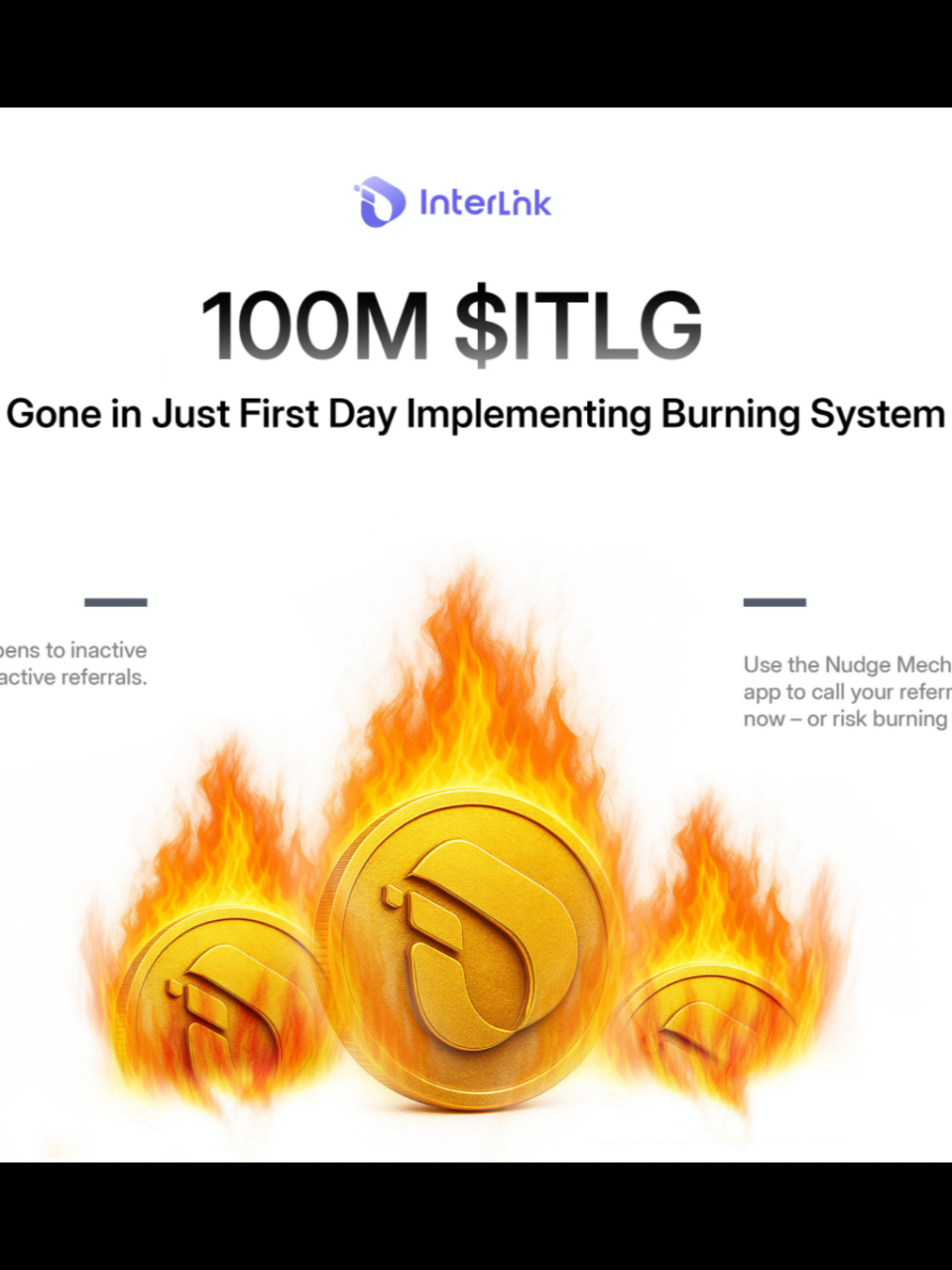 Hơn 100 triệu $ITLG đã được đốt trong Ngày đầu tiên Triển khai Hệ thống Đốt. Hãy tích cực khai thác nha mọi người!  #interlink #itlg 