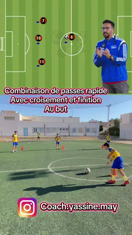 Situation offensive : combinaison de passes rapide avec croisement et finition au but ⚽️⚽️⚽️ #تمارين_كرة_القدم #كرة_القدم_عشق_لا_ينتهي⚽👑 #football #footballtraining #coach_yassine_may #soccertiktok #كرة_قدم #كرة_قدم #trainingfootball #training #coach 