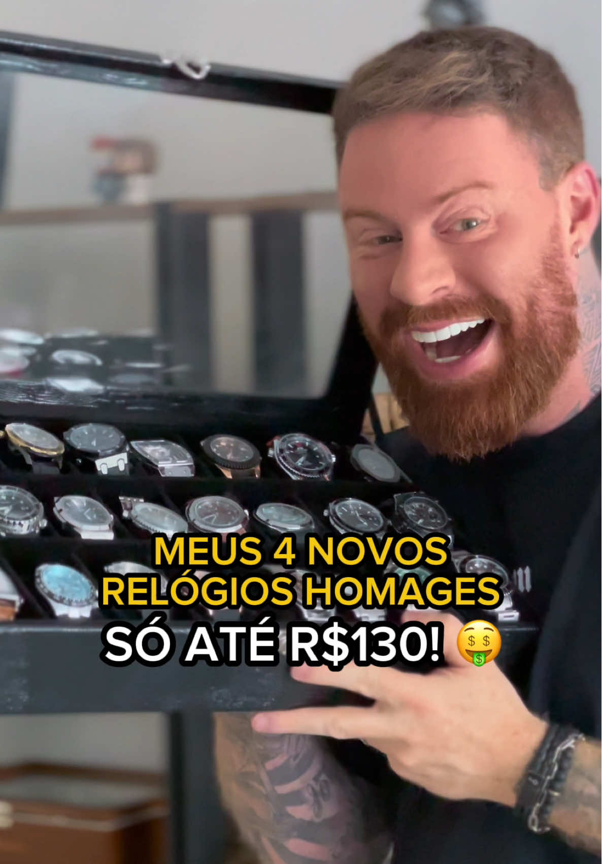 Meus 4 Novos RELÓGIOS BARATOS, as HOMAGES, que parecem RELÓGIOS DE LUXO, só que só até R$130 TIMÊ, eita!!! 🔥🙌 👉 E todos os links desses modelos eu deixei ai no Linktree na bio, fechou? PARTIU 💪 #estilomasculino #relogios #modamasculina
