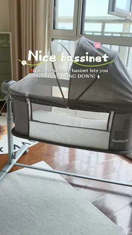 This co-sleeper bassinet lets you feed baby laying down #babyproducts #bassinet #babybassinet #baby #babycrib @tiktok creators @TikTok 