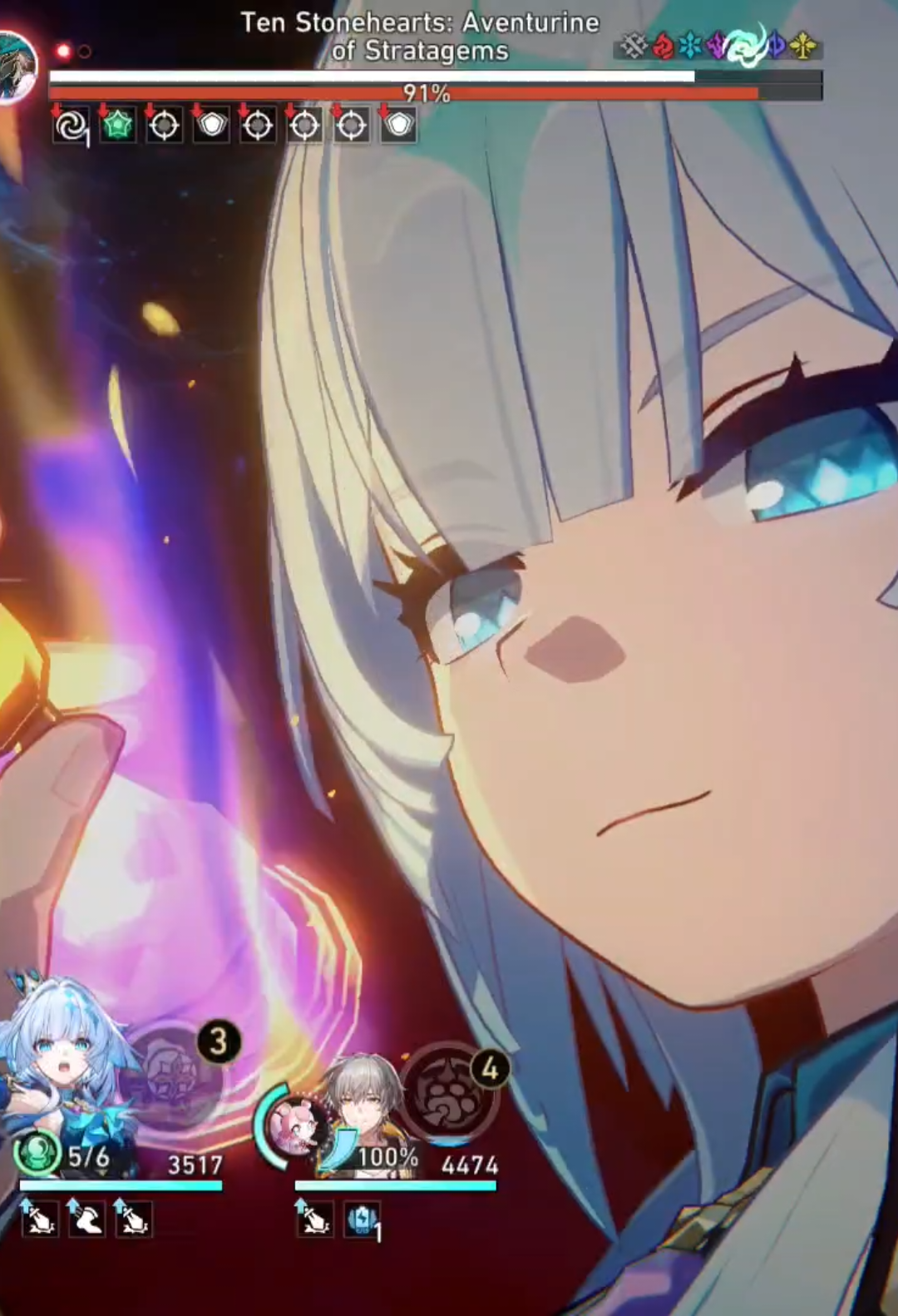 MOC 0c Aventurine no damage taken. Can't get enough of our queen Cerydra, she's sooo fun to play I love her so much 🥹 That quadruple Anaxa skill is just 🤌🏻🫦 #HonkaiStarRail #hsr #hoyoverse #cerydra #anaxa 