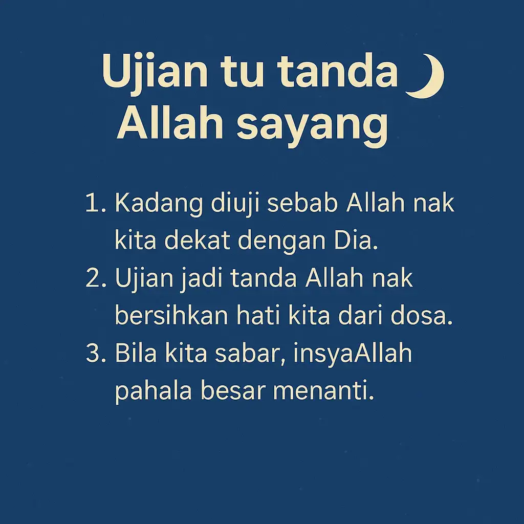 Bs65:Every ujian is a gentle reminder. Bukan Allah benci, tapi Allah sayang. Dia nak kita balik pada Dia, lebih kuat, lebih sabar. Jangan lupa follow bysunday 🫰  #strength #faith #reminder #bysunday #foryou 