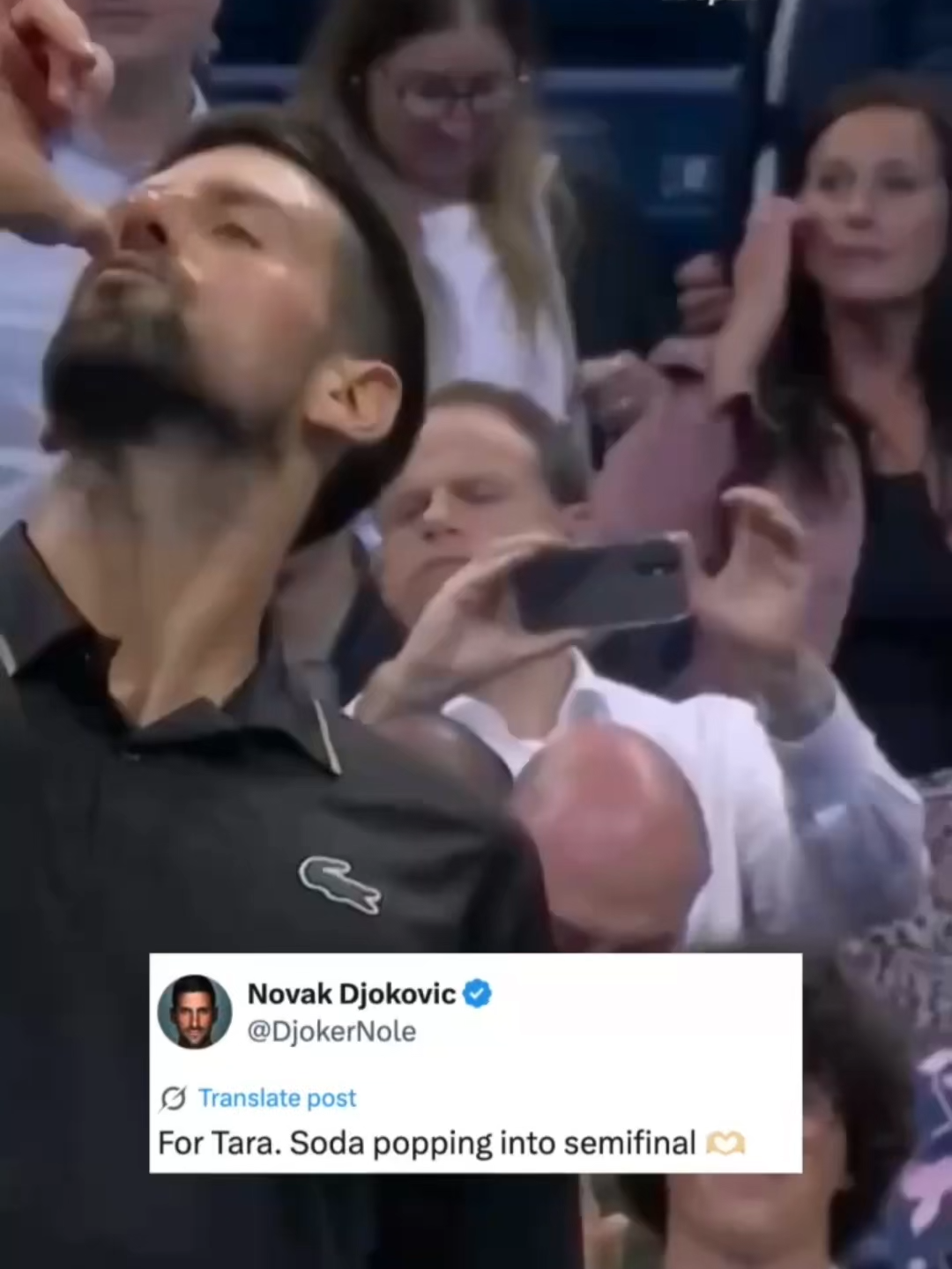 DJOKOVIC ‘SODA POPS’ INTO THE SEMIFINALS 🎾🥤 Novak Djokovic danced to K-pop group Demon Hunters’ hit “Soda Pop” after his US Open quarterfinal win, dedicating the moment to his daughter’s birthday. 📸: US Open / Instagram