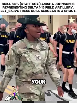 Drill Sgt. (Staff Sgt.) Anisha Johnson is representing Delta 1-19 Field Artillery. __Let_s give these drill sergeants a shout_ HOOAH.#drillinstructorschool #MilitaryLife #ProudSoldier #ArmyStrong #USA 