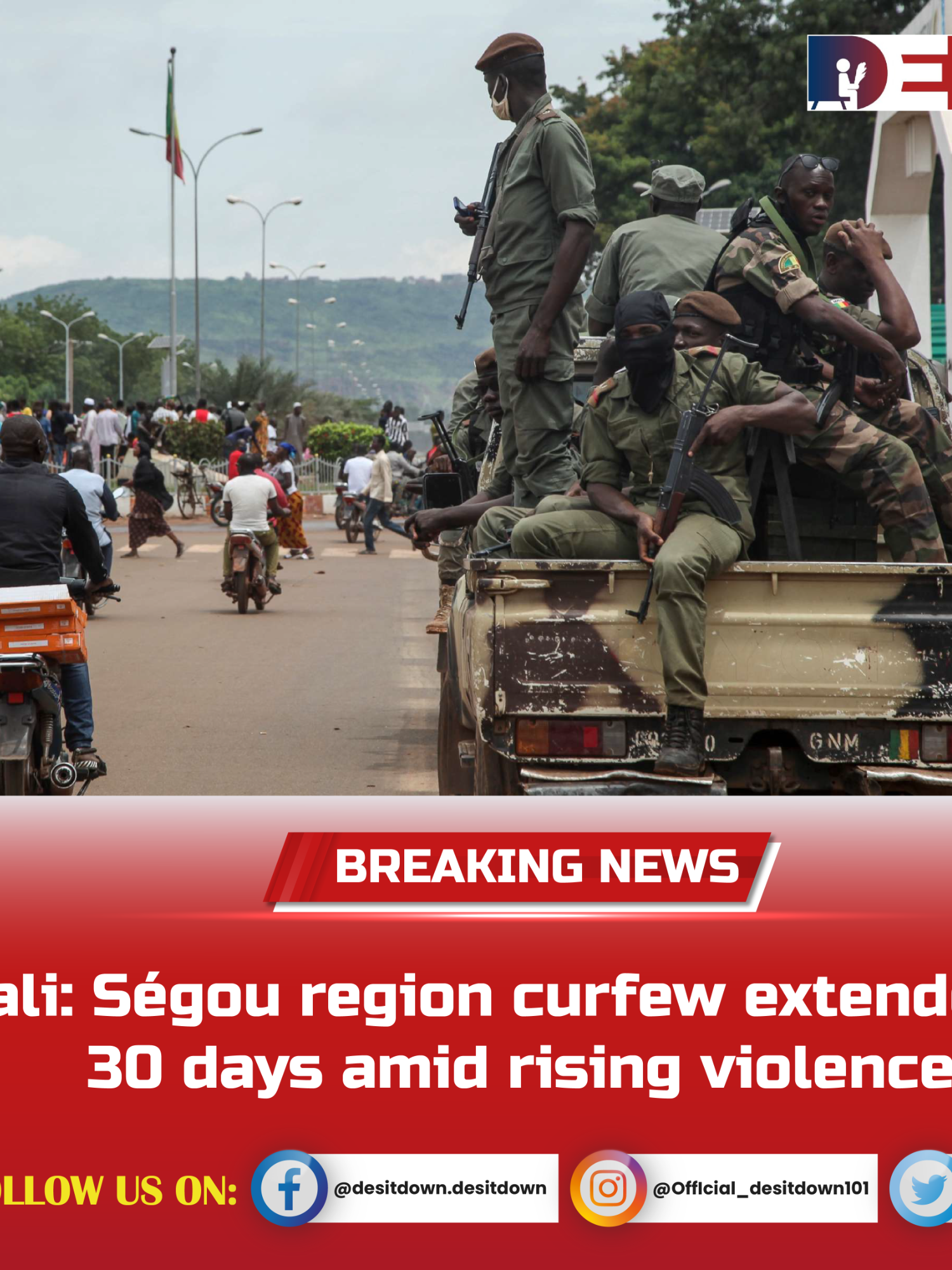 Mali_Ségou_region_curfew_extended_by_30_days_amid_rising_violence Authorities in Mali have extended a nightly curfew in the central Ségou regio  by an additional  30 days  due to a spike in violence linked to armed groups and banditry. The decision, announced by the regional governor, aims to curb insecurity and prevent further civilian casualties in one of the country’s most volatile areas. The curfew, which runs from 10 p.m. to 5 a.m. , was initially imposed in early August following a wave of deadly attacks on villages, military convoys, and public infrastructure.  In recent weeks, several clashes between security forces and insurgents have resulted in dozens of deaths, including soldiers and civilians. Authorities say the extension is necessary to facilitate military operations and protect humanitarian efforts in rural zones where attacks on aid convoys and health workers have  become increasingly common. The measure prohibits all movement during curfew hours, with exceptions granted only to security forces and individuals with special authorization. The Ségou region, which borders the troubled Mopti and Koulikoro regions, has seen a resurgence in violence blamed on jihadist groups affiliated with al-Qaeda and the Islamic State, as well as local militias involved in ethnic and land-related conflicts. The instability has forced thousands to flee their homes, worsening the already fragile humanitarian situation. Security analysts warn that the prolonged presence of non-state armed actors in the region risksundermining the transitional government’s efforts to stabilize central Mali.  The curfew forms part of a broader set of emergency measures aimed at regaining control over rural territories. While authorities say the restrictions have contributed to a reduction in nighttime attacks, residents express growing concern over restricted movement and economic hardship, particularly for traders and farmers whose livelihoods depend on early and late travel. #Desitdown #News #Mali #Ségou #region #curfew #extended #30 days #amid #rising #violence)