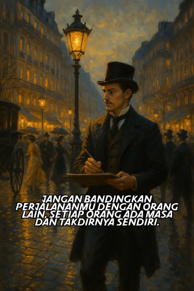 1. Jangan pernah membandingkan perjalanan hidupmu dengan orang lain. Setiap manusia punya jalannya sendiri, dengan waktu dan tantangan yang berbeda-beda. Membandingkan diri hanya akan membuatmu merasa kurang, padahal yang kamu jalani juga berharga. 👉 Penjelasan: Hidup bukan tentang siapa yang lebih dulu sukses, melainkan tentang bagaimana kita tetap teguh pada jalan yang telah ditentukan untuk kita. 2. Ingatlah, setiap orang memiliki masa dan takdirnya sendiri. Ada yang berhasil di usia muda, ada pula yang baru menemukan puncaknya di kemudian hari. Tidak ada yang salah dengan itu, karena semua terjadi sesuai rencana Tuhan. 👉 Penjelasan: Kesuksesan bukan diukur dari cepat atau lambatnya, tetapi dari bagaimana seseorang mampu melalui prosesnya dengan sabar dan ikhlas. 3. Langkah kecilmu hari ini adalah bagian penting dari perjalanan panjangmu. Sekecil apa pun usahamu, itu tetap bernilai dan akan membawamu semakin dekat pada tujuanmu. 👉 Penjelasan: Proses yang terlihat lambat sekalipun tetap berharga, karena itu yang membentuk kekuatan dan kedewasaan dalam dirimu. 4. Berhenti membandingkan, mulailah mensyukuri. Dengan syukur, hatimu akan lebih tenang, dan hidup terasa lebih ringan. Kamu tidak lagi sibuk memikirkan pencapaian orang lain, melainkan fokus pada versi terbaik dari dirimu sendiri. 👉 Penjelasan: Syukur adalah kunci untuk merasa cukup dan bahagia, tanpa harus mengukur hidup dengan standar orang lain. 5. Percayalah, takdir yang memang untukmu tidak akan pernah tertukar. Apa yang menjadi rezeki, keberhasilan, dan kebahagiaanmu akan datang tepat pada waktunya, tanpa bisa diambil orang lain. 👉 Penjelasan: Keyakinan ini membuatmu lebih tenang menjalani hidup, karena semua akan datang sesuai dengan waktu yang terbaik. #katakata #motivasi #viral #foryoupage #fyp 