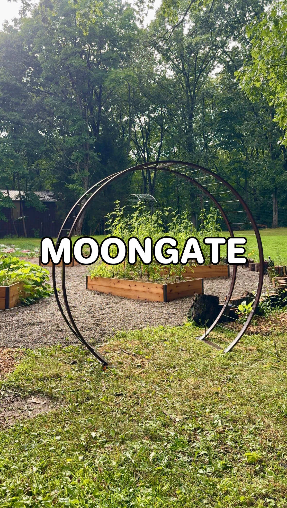 My new garden portal 🌝⁣ ⁣ The moongate is a classic architectural feature in Chinese Landscape design, and it symbolizes birth, renewal and the cycle of life. I first started using them back in 2021 when filming #InstantDreamHome, (shoutout @Paige Mobley for the assist) and I absolutely needed to add one to my new garden 😍⁣ ⁣ This particular moongate is the Gracie Arbor from Terra Sculpture, and my friends at Alma Farms installed three at one of their urban farms. The corten steel looks beautiful with the black house, and the frame is connected with wire to allow for perfect plant trellising. I’m leaning towards climbing roses and / or clematis 😋 ⁣  What would you grow here? ⁣ .⁣ .⁣ #moongate #gardendesign #gardendesigner #gardening 