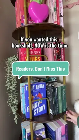 Clearance shelves are the best shelves. This one holds a ton of books, spins smoothly, and actually looks good in any room. Extra coupon = even better deal. #clearancefind #homedecorideas #booktokcommunity #cozyroom #shelfdecor 