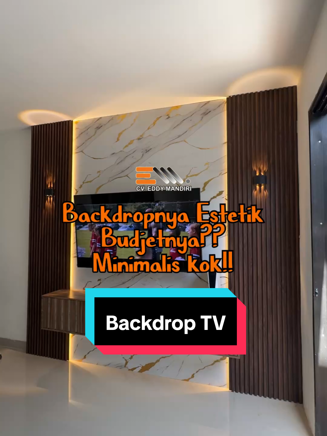 Finish Pemasangan Backdrop TV Minimalis.  #backdrop #tv #interiordesign #makassar #foryou 