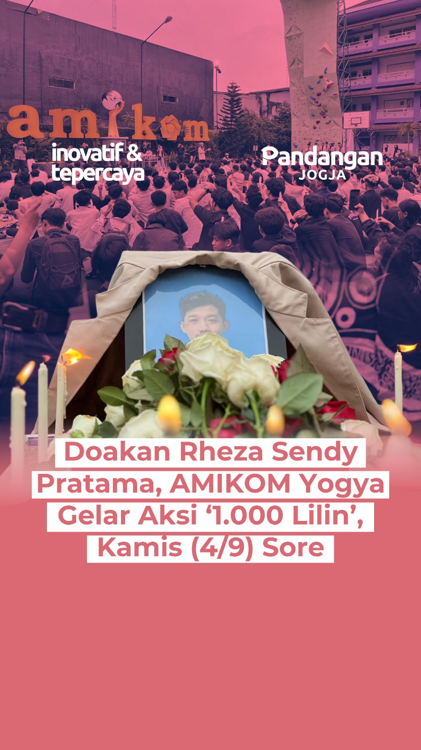 Sekitar 400 mahasiswa, dosen, hingga pejabat Universitas AMIKOM Yogyakarta menggelar aksi menyalakan 1.000 lilin untuk mendoakan Rheza Sendy Pratama pada Kamis (4/9) sore di kampus AMIKOM Yogyakarta. Rheza adalah mahasiswa AMIKOM Yogya yang meninggal dunia setelah terlibat bentrok dengan aparat kepolisian di sekitar Mapolda DIY pada Minggu (31/8) silam. Wakil Rektor III Bidang Kemahasiswaan Universitas AMIKOM Yogya, Achmad Fauzi, mengatakan doa bersama ini digelar karena sebagian civitas akademika belum sempat hadir mendoakan langsung di rumah almarhum.  “Tema utamanya adalah kita mendoakan saudara Rheza dan juga karena kemarin civitas universitas dan juga mahasiswa banyak yang belum hadir mendoakan di rumah almarhum sehingga hari ini kita adakan doa di kampus,” ujarnya, Kamis (4/9). Selain penyalaan lilin, acara diisi tausyiah, doa bersama, dan pernyataan sikap yang dipimpin Ketua BEM AMIKOM Yogyakarta.  Pernyataan sikap tersebut berisi tiga poin: mengecam keras tindakan represif aparat, menuntut Polda DIY mengusut tuntas kasus ini secara transparan, serta mendesak pemerintah bertanggung jawab penuh atas jatuhnya korban jiwa dalam aksi demonstrasi. Aset:  Artikel: Pandangan Jogja Video: Pandangan Jogja/ Resti Damayanti Selengkapnya klik link kumparan di bio.  #amikom #yogyakarta #rhezasendypratama #seribu #lilin #doa #bersama #mahasiswa #aksi #damai #aksi #solidaritas #pandanganjogja #pjnews 