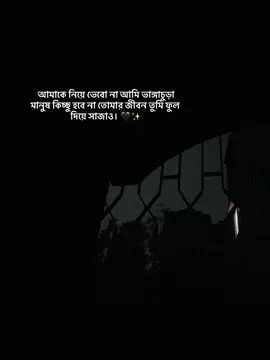 আমাকে নিয়ে ভেবো না আমি ভাঙ্গাচুড়া মানুষ কিচ্ছু হবে না তোমার জীবন তুমি ফুল দিয়ে সাজাও। 🖤✨ #mahirrr_28 #caption #status #writer #weather 