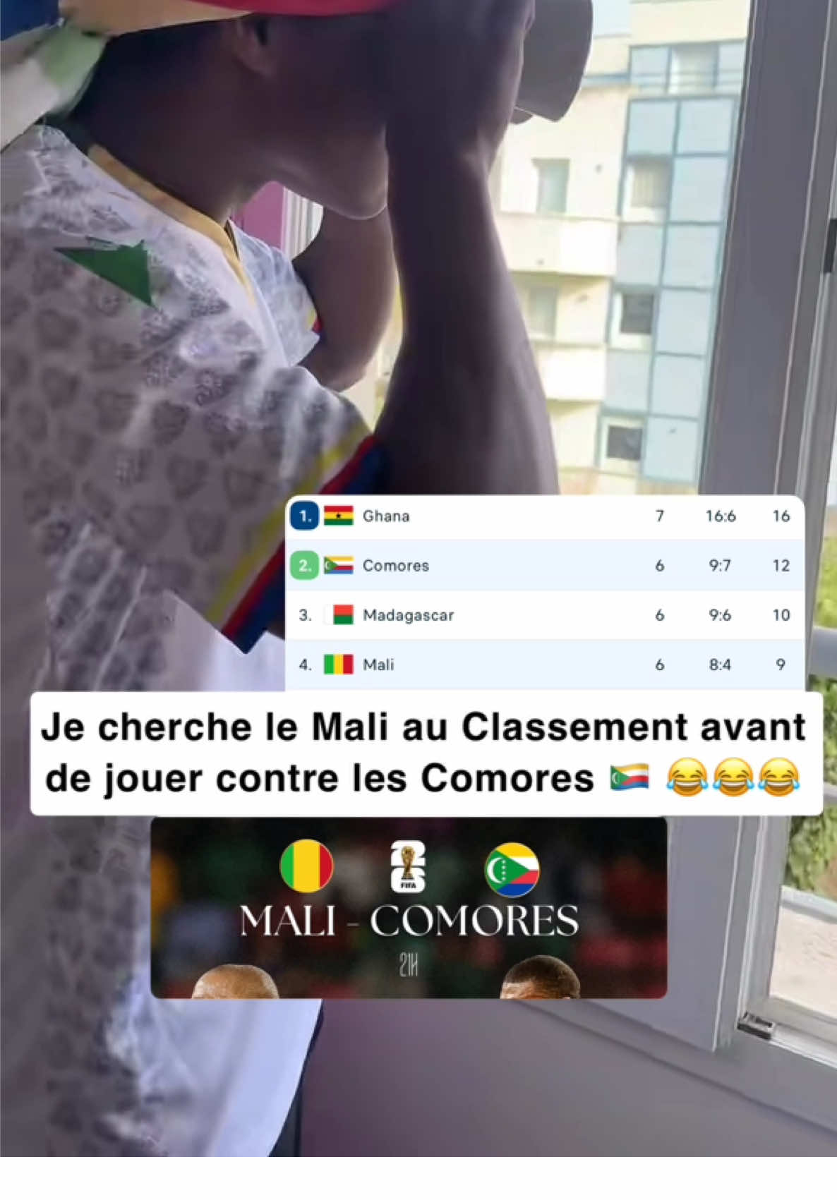 Je cherche le Mali 🇲🇱 au classement avant d’affronter les Comores 🇰🇲 ce soir 😂😂😂😂😂 #pourtoi #anandesb #canicule #humour #malicomores