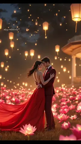 Un moment où le temps s’arrête, bercé par la lumière des lanternes et des fleurs #romantique #amour #AmourÉternel #couple #valse 