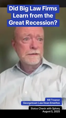 Georgetown Law Dean Emeritus William Treanor speaks about how law firms have learned from their past mistakes on the August 5, 2025 episode of the Status Check with Spivey podcast: https://www.spiveyconsulting.com/blog-post/bill-treanor-podcast/ #lawschool #biglaw #prelaw #lawyer #lawschooladmissions 