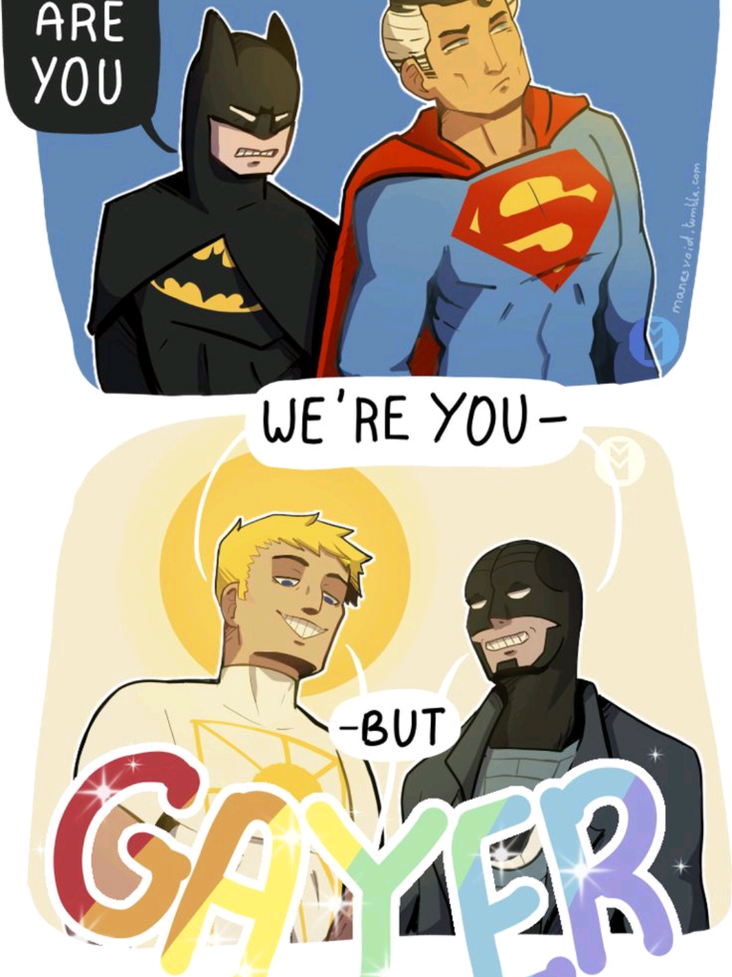was supposed to be serious but it's everything BUT serious. #superman #batman #midnighter #apollo #superbat 