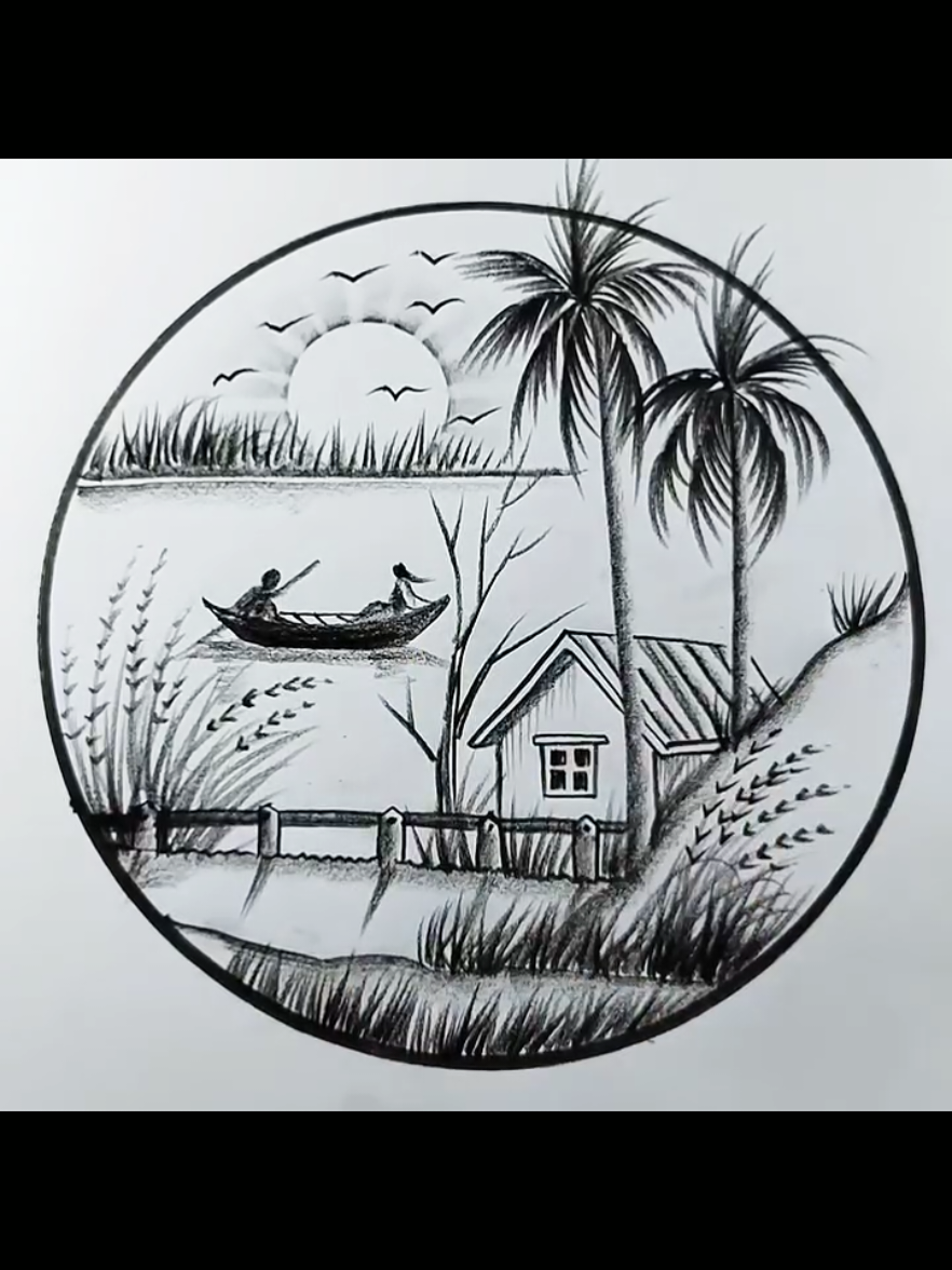 let's draw landscape drawing scenery with pencil  . . . #draw #drawings #usatiktok🇺🇸 #drawingprocess #drawingtutorial 